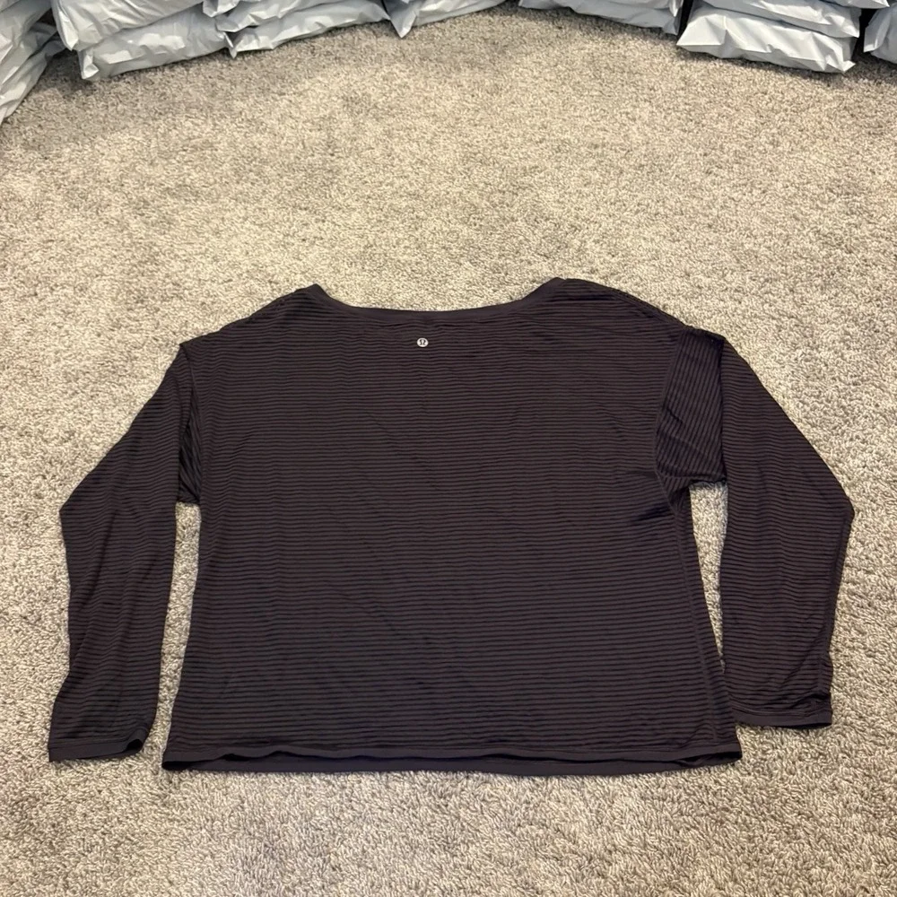 Lululemon Yoga Top All Yours Boyfriend Semi Sheer Athleisure Ribbed XL Purple